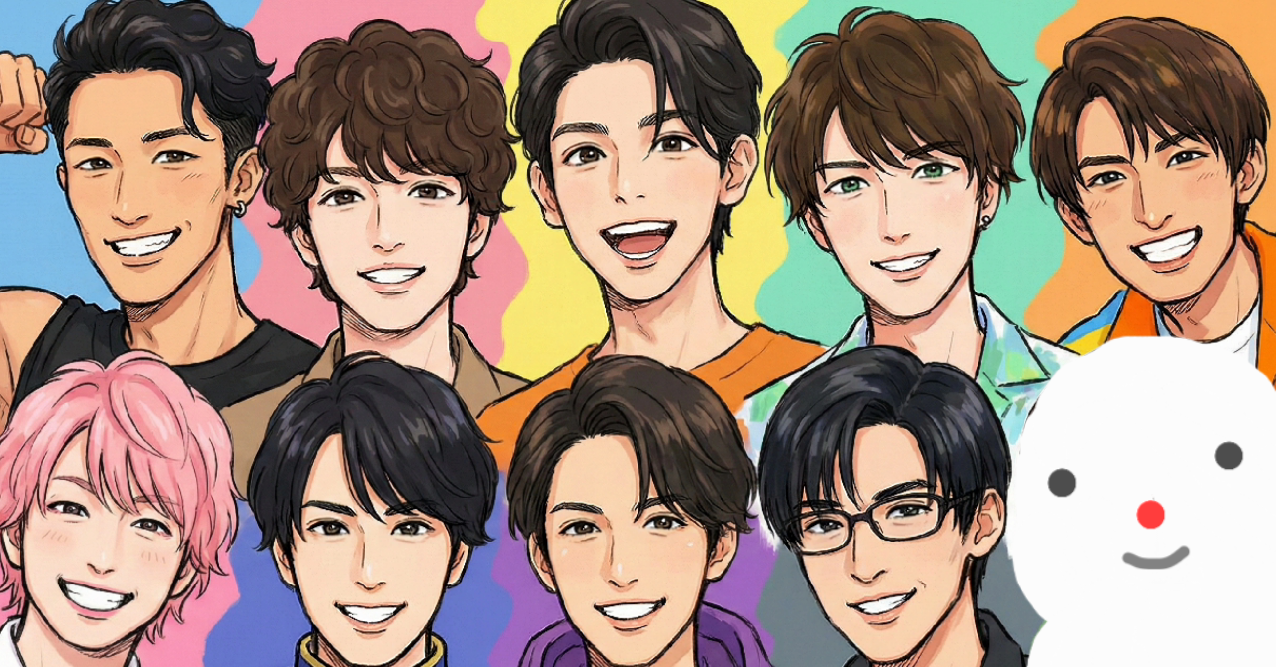 Snow Man メンバーイラストの集合写真