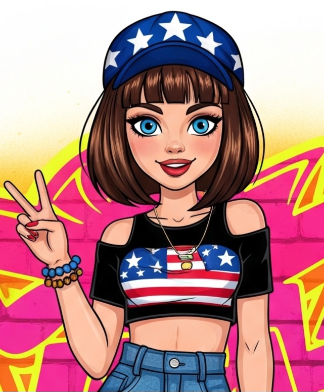 ピースのイラスト おしゃれなアメリカ人
