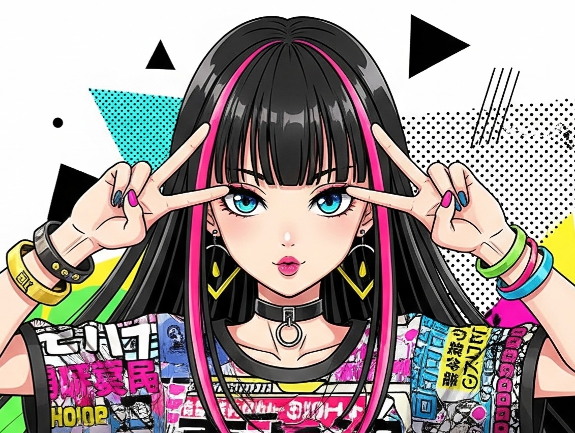 ピースのイラスト おしゃれな日本人女性