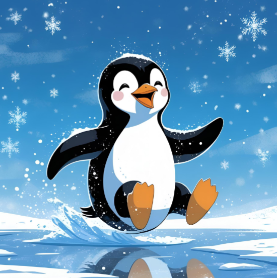ゆるいタッチのかわいいペンギンイラスト